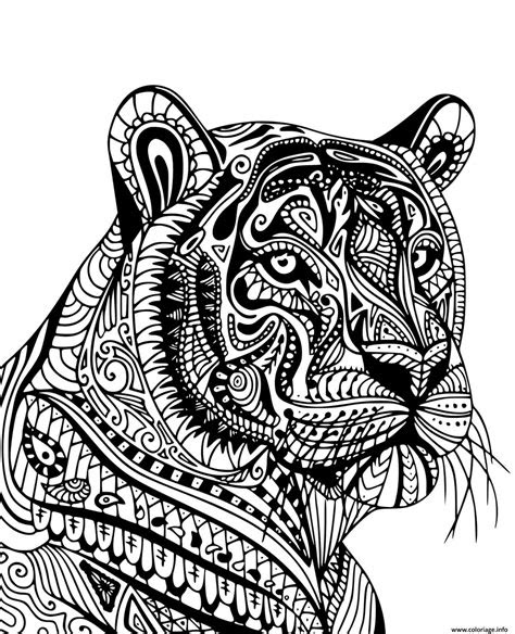coloriage tigre adulte mandala de profil dessin tigre  imprimer