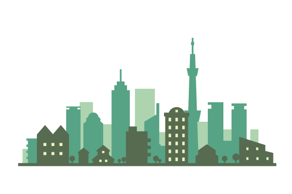 奥行き感のあるシルエット街並み1 街 建物系イラスト専門サイト Town Illust