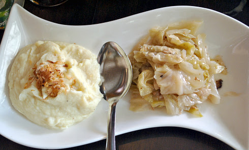 mash potatoes and steamed cabbage