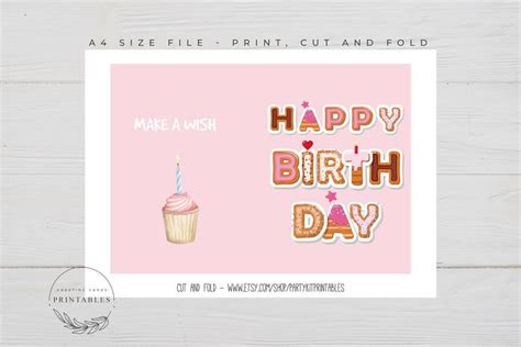  printable birthday card for girls digital download happy etsy en 2020