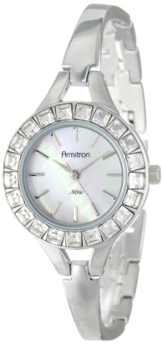 Armitron Women's 75/5169MPSV Swarovski Crystal Accented Silver-Tone Bangle Watch
