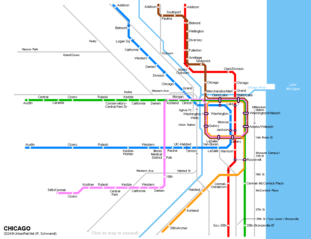 chicago orange line map Urbanrail Net North America Usa Illinois Chicago L Subway chicago orange line map