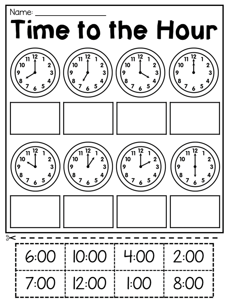 telling time to the hour worksheets for first grade otosection