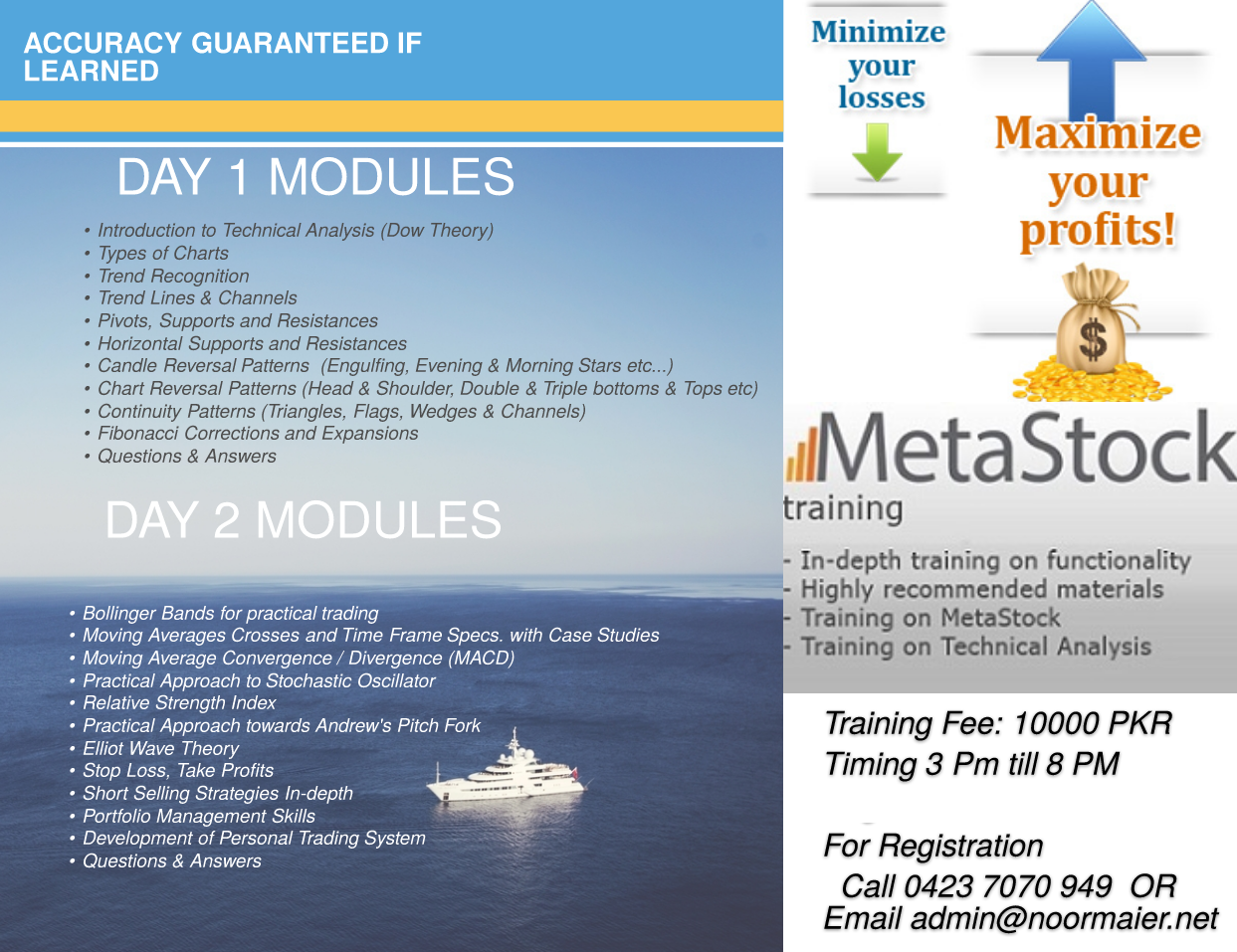 Noor Maier Stock Exchange Technical Analysis Training In Karac!   hi - 