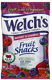 Welchs Fruit Snacks Berries 'n Cherries 5.0 oz Nutrition Information | ShopWell