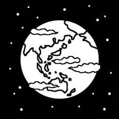 地球2 お天気 天体 ミニカット 無料 白黒イラスト素材