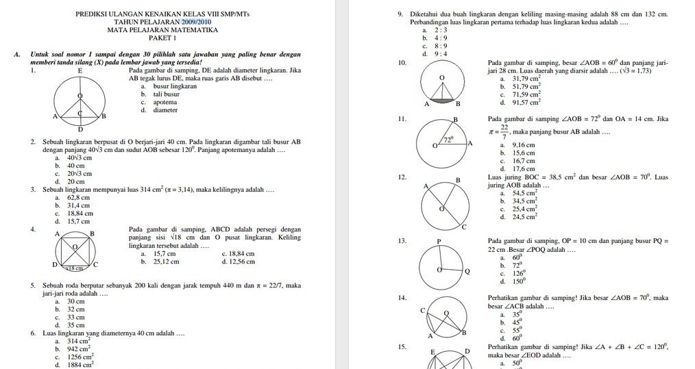 Soal Ukk Matematika Kelas 5 Semester 2 Dan Kunci Jawaban