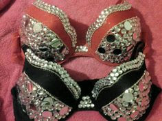 Custom handmade bling bras by Drea B! Stones, mirrors, & chains