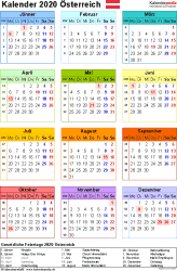 Kalender 2020 österreich In Excel Zum Ausdrucken