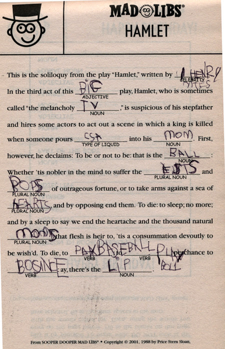 Madlibs.com. Stencil printable and song excerpts by filling in Professional