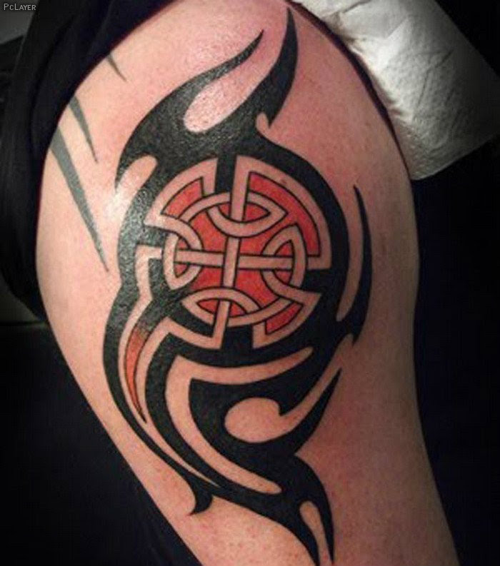 small tribal shoulder tattoos for guys