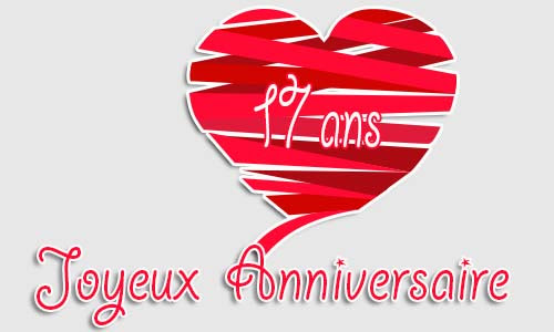 Carte anniversaire amour 17 ans virtuelle gratuite à imprimer