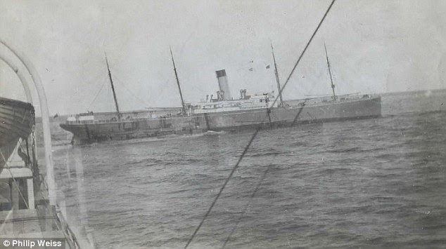 Rescue: The SS California is pictured at the scene, having initially ignored the Titanic's distress rockets