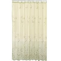 Maytex Bamboo Embroidery Fabric Shower Curtain, Sage