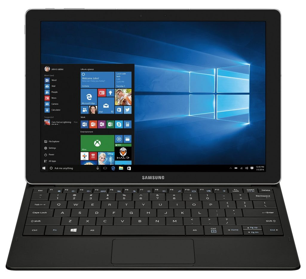 Samsung Galaxy TabPro S 12 inch Tablet (Black), Microsoft Windows 10 Home, 2.2 GHz Intel Core m3 Processor, 4GB RAM and 128GB solid state drive