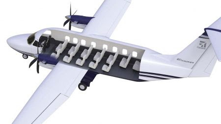 Configuración interior del SkyCourier 408 en su versión de pasaje.