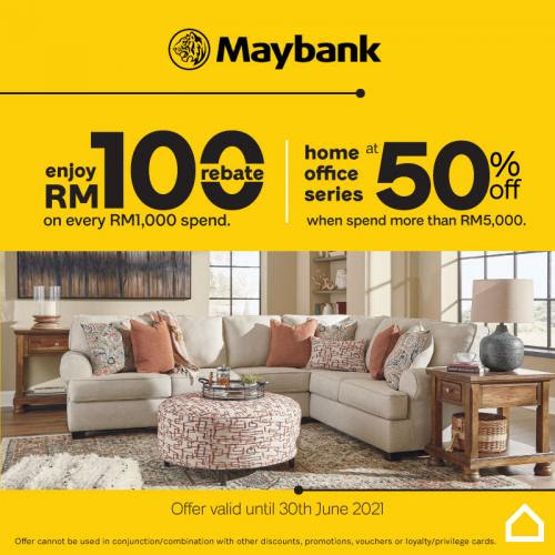 Ashley Furniture HomeStore RM100 Rebate & 50% OFF Promotion pay with Maybank Cards (valid until ...