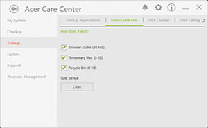 ... status report on your drives, battery and network with PC Checkup