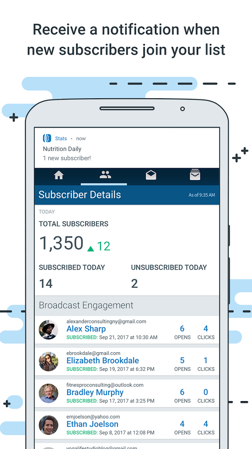 Receive a notification when a new subscriber is added.