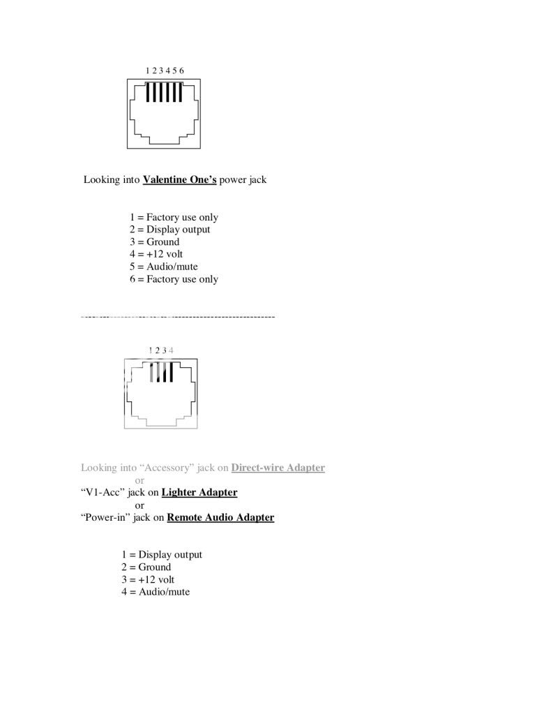 V1 Ports - Wiring Pin Out Schematic