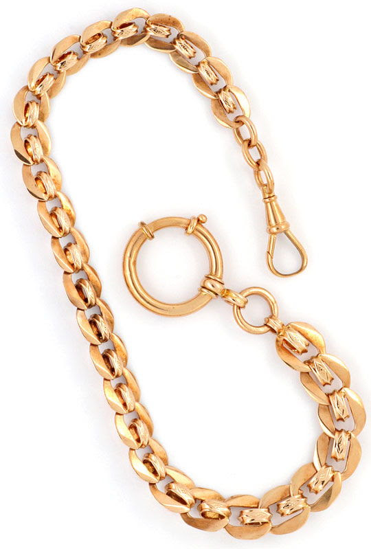 Original-Foto 3, TASCHENUHR-KETTE ROTGOLD IM VERLAUF KARABINER FEDERRING