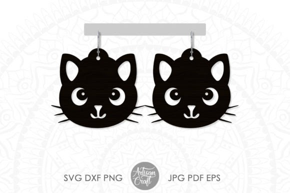 Download File Cat Earrings, Cute Cat Earrings 3D SVG Cut Files Compatible with Cameo Silhouette Studio, Cricut and other cutting machines for any crafting projects.