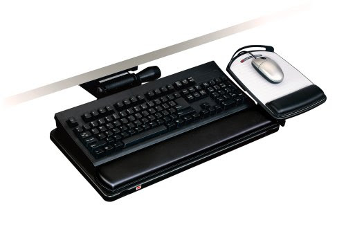 3M Easy-Adjust Keyboard Tray with Adjustable Platform, 17-3/4 Inch Track (AKT151LE)