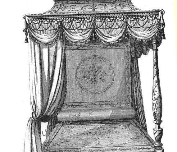 Canopy Bed Thomas Sheraton Technical Drawing Vintage Plans To Frame ...