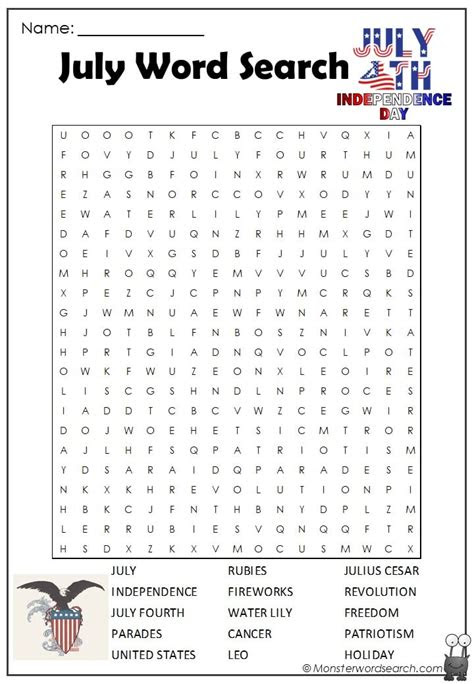  free 4th of july word search printable printable july word search