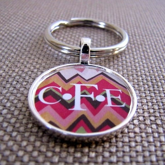 Pink Alpine Silver Custom Monogram Key Fob