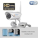 TriVision NC-336W HD 1080P Home IP Security Camera Outdoor Waterproof Wireless with Facial Recognization in 15 to 30 Feet Suggested Surveillance Distance and Install in 3 Steps with Our Free Dedicated Apps on iPhone, iPad, Android Smart Phone, Kindle Fire HD and more