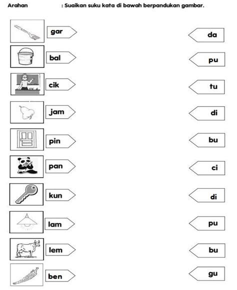  suku kata bahasa melayu worksheet for kindergarten berkas belajar