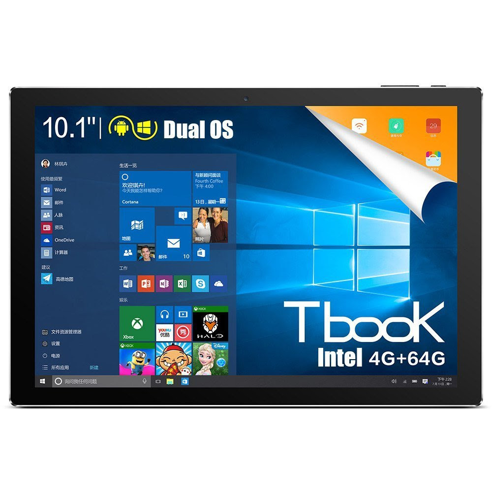 Teclast Tbook 10, 2 in 1 Tablet PC Dual OS, 10.1 inch Windows 10 + Google Android 5.1 Lollipop, IPS Screen, 4GB RAM 64GB Storage, Intel Quad Core 1.44GHz, Bluetooth 4.0 (Keyboard not Include)