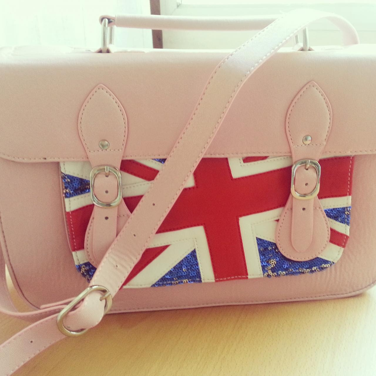 College Satchel Bag in Light Pink with Union Flag Pocket