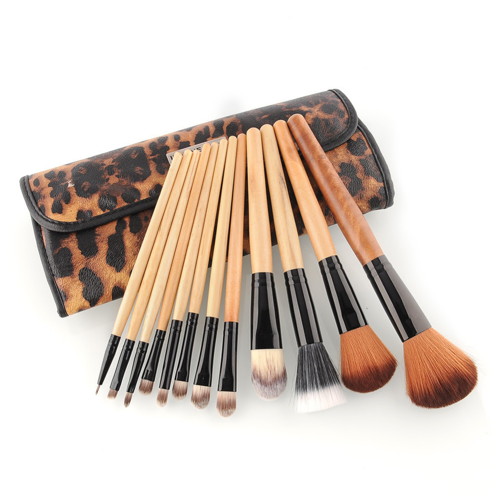 Wooden makeup brushes