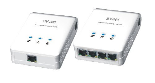 Brite-View 200 Mbps Digital Home Powerline Ethernet Adapters included 1-port Bridge & 4-port Switch