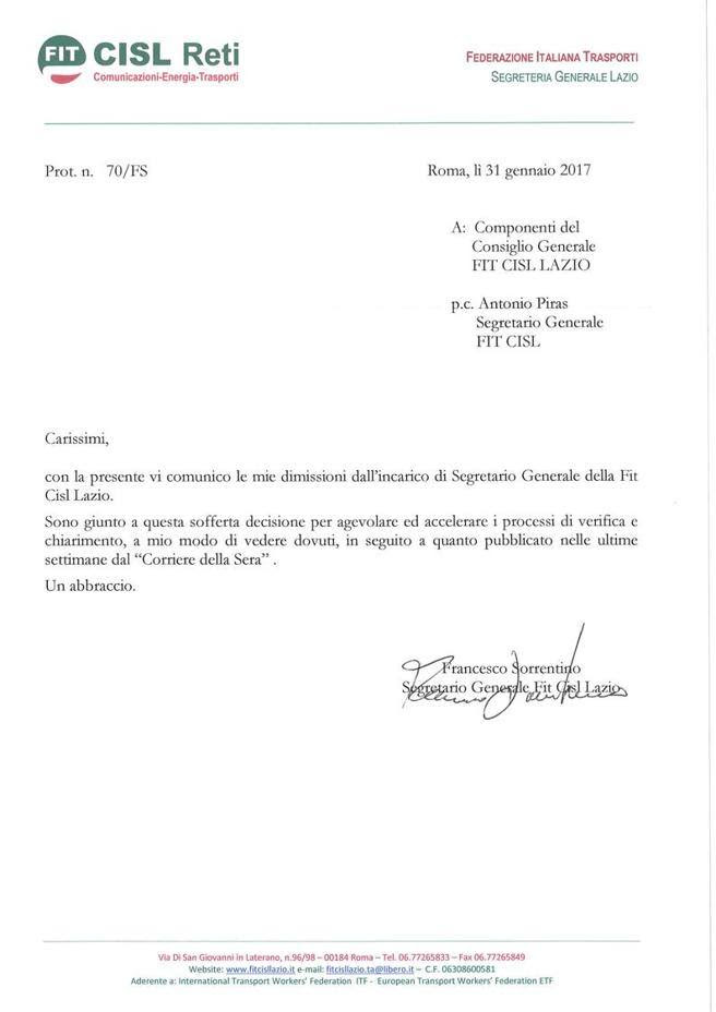 Ama, bufera Cisl: ecco la lettera di dimissioni - Corriere.it