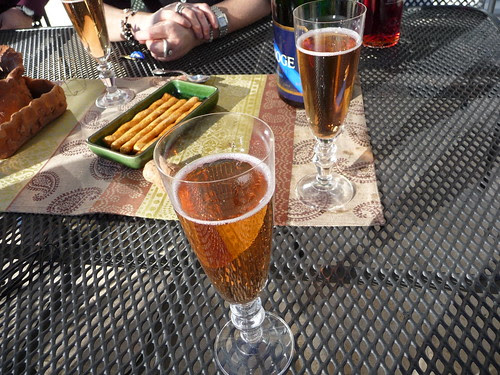 Champagne and Pomegranate Liqueur in the Sun