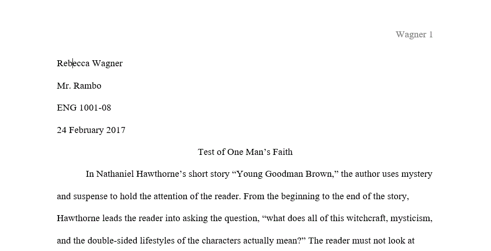 Eng 1001 The Proper Format For Essays