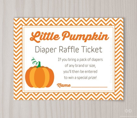 little pumpkin diaper raffle ticket baby shower by dearhenrydesign