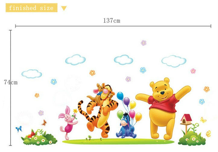 Lucu kartun hewan stiker dinding vinil untuk kamar anak 