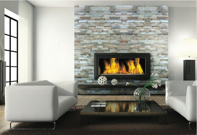 Fireplace Ledgestone/Stacked Stone Slate - traditional - floor ...