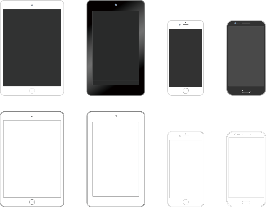フリーイラスト 8種類のタブレットpcとスマホのセットでアハ体験 Gahag 著作権フリー写真 イラスト素材集