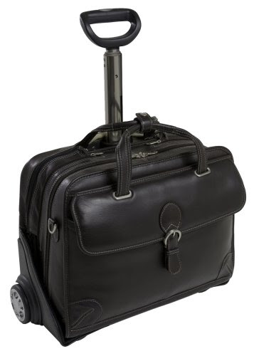 Siamod 45295 Carugetto Napa Cashmere Leather Wheeled Detachable Laptop Case (Black) On Sale