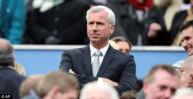 In the stands: Pardew is serving a two-game touchline ban 