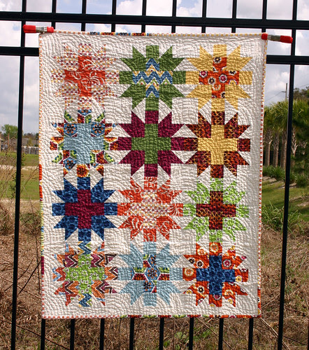 Star Crossed Stitch quilt - washed full shot