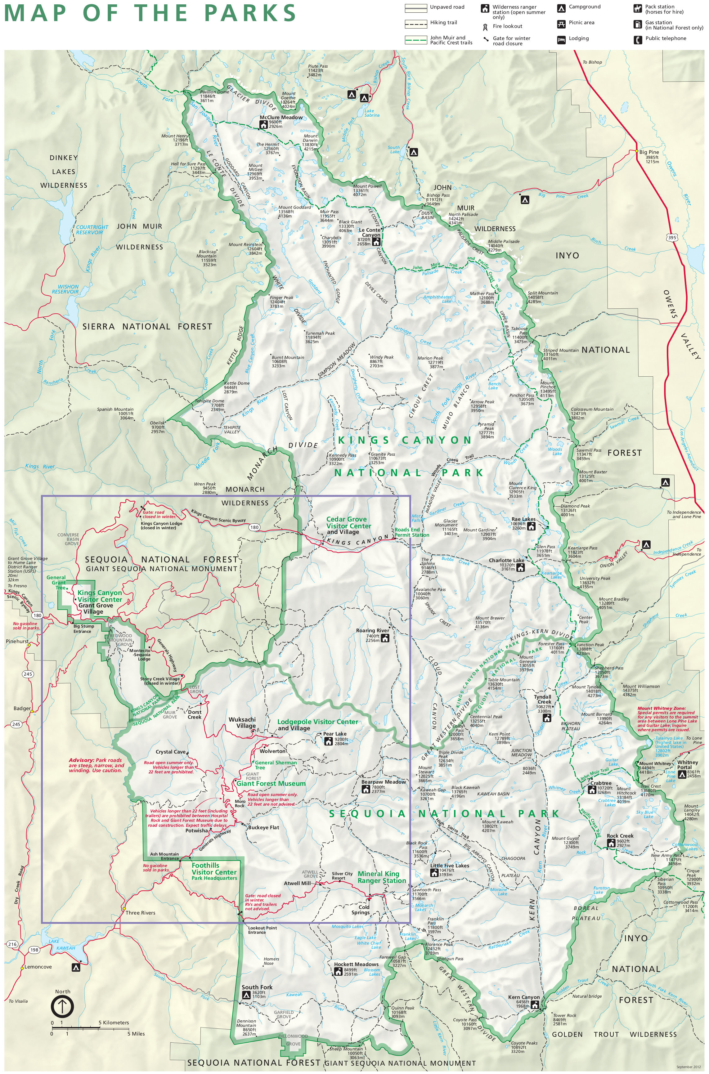 Kings Canyon Sequoia National Park Map Sequoia Maps | NPMaps.  just free maps, period.