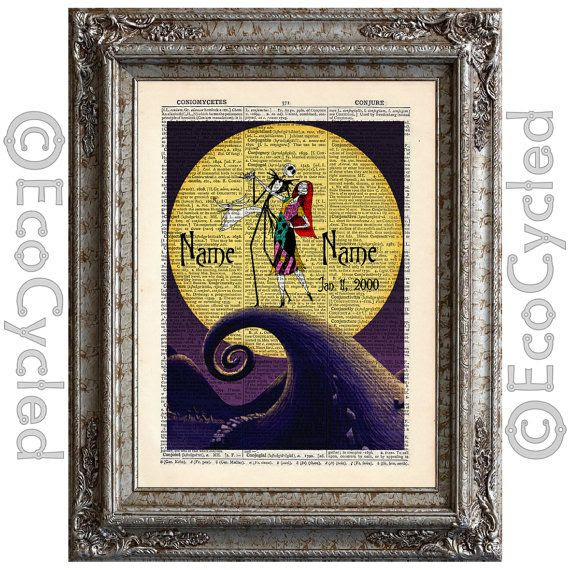Nightmare Before Christmas 4 with Names and Date on Vintage Upcycled ...