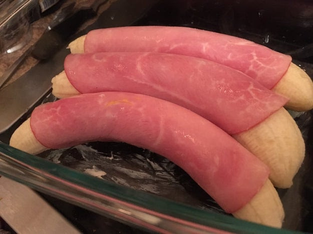 These ham-wrapped bananas which make absolutely no sense to me.