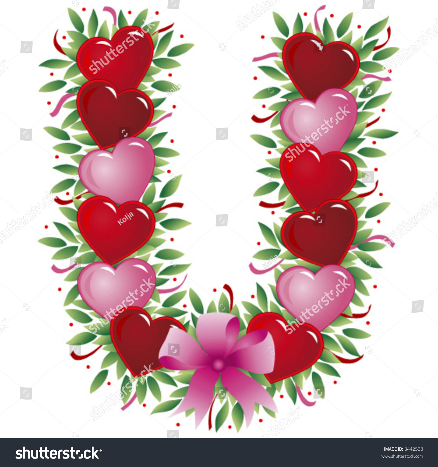 Letter U - Valentine Heart Letter Stock Vector ...